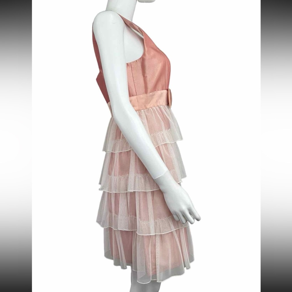 Betsey Johnson Pink Satin Ruffle Cocktail Dress - Picture 4 of 11